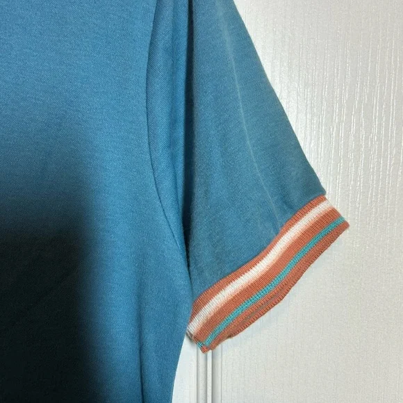 JEANNE PIERRE Teal Polo Dress with Coral Trim - Size Large VINTAGE NOS NWT - Picture 3 of 7